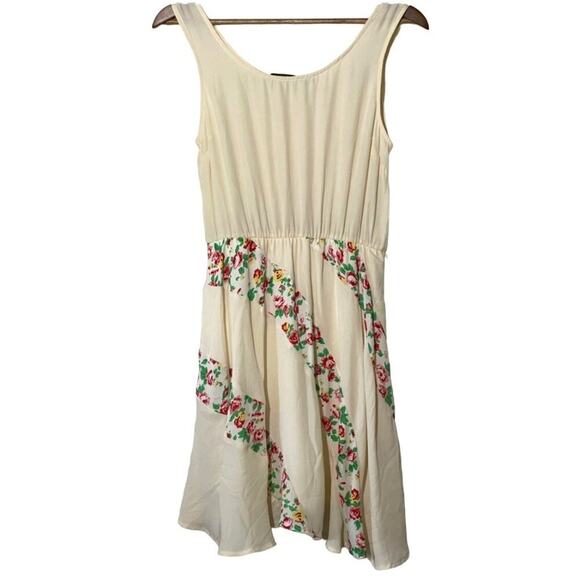 Doe & Rae Dress Women's Size Medium A-Line Tank Casual Ivory Floral Skirt - Picture 1 of 10